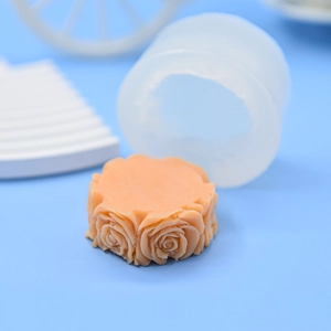 3D rose flower silicone mold for DIY candles and handmade soaps with orange floral finish