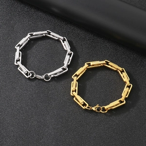 Bracelets de chaîne de vélo mécaniques pour hommes en acier inoxydable argent et or