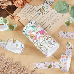 Floral dream washi tape set with gold foil details and vintage botanical patterns