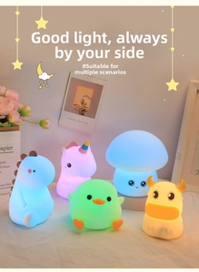 Detailed collection of colorful cartoon silicone night lights in various animal shapes