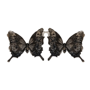 Dark style acrylic butterfly drop earrings with layered wings and cutout pattern