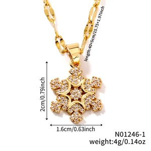 Spécifications de taille pour le collier pendentif flocon de neige doré avec zircons
