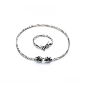 Detailed technical specs of stainless steel dragon head bracelet and necklace set
