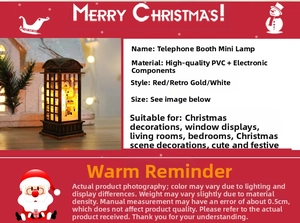 Decoratieve kersttelefooncel lantaarn met kerstman ontwerp en warme sfeerverlichting