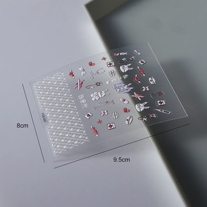 Adesivi per unghie 3D a rilievo rosa con coniglietti infermiere e icone mediche