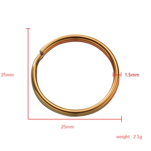 Flat golden stainless steel split key ring 25mm diameter for DIY keychain accessories