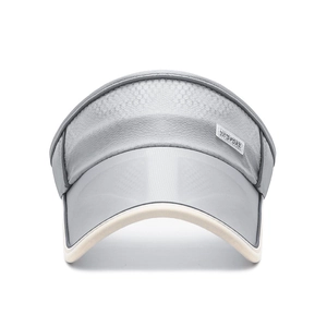 Grey open top sun visor hat for running with reflective brim and SPORT label
