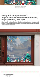 Détails de stickers de Noël pour fenêtres avec Père Noël, bonhomme de neige et lettrage