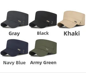 Différentes couleurs de casquettes militaires en coton avec logo métal et œillets d'aération