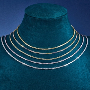 Collana Tennis in Argento Sterling 925 Intarsio in Zirconia Oro Argento Galvanico Gioielli Hip Hop per Donna Elegante Girocollo