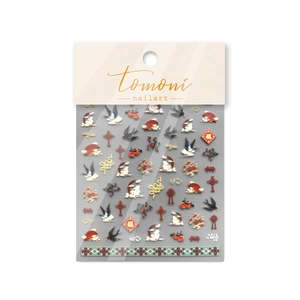 3D embossed nail art stickers featuring Chinese rabbits and red moon patterns