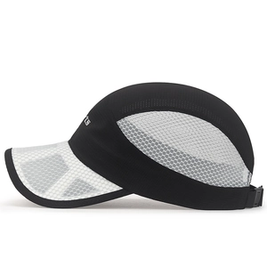 Breathable ice silk sports cap with side mesh panel and adjustable buckle strap