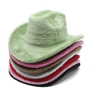 Chapeau De Cowboy Occidental À Bord Large Fausse Fourrure De Lapin Peluche Hiver Chaud Mode Unisexe