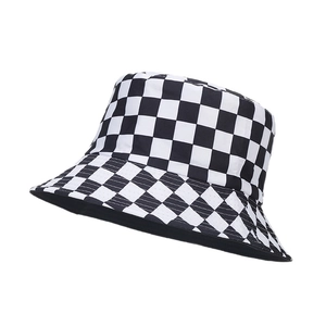 Classic black and white checkerboard reversible bucket hat for sun protection and style