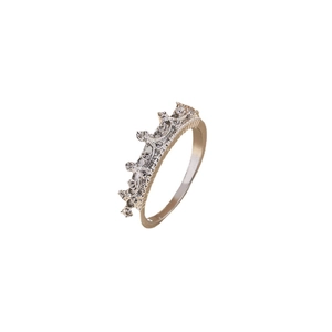 Elegant silver crown ring with sparkling micro-inlaid zircons for women