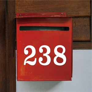 Autocollants chiffres en vinyle étanche sur boîte aux lettres rouge pour marquage DIY