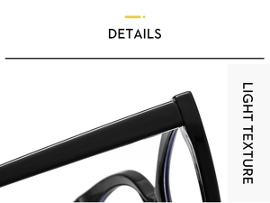 Close-up of the sturdy hinge and light texture detail on cat-eye TR90 glasses frame