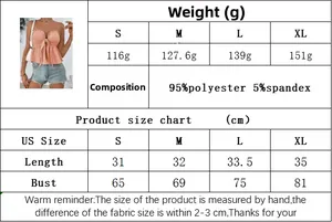 Size chart showing fabric weight and dimensions for the pink ruffle strapless tube top