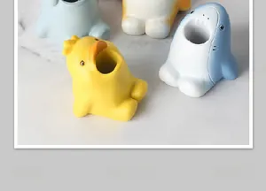 Cute cartoon animal desk organizers for nail tools and brushes in duck and shark designs