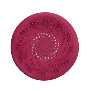 Pink silicone sink strainer hair catcher with spiral hole pattern for bathroom drains