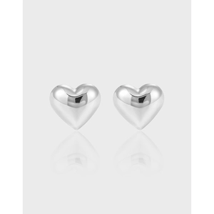 S925 Sterling Silver Heart Stud Earrings Minimalist Polished Silver Love Heart Earrings For Women Girls Korean Style Jewelry