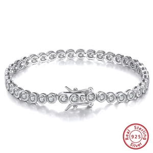 S925 Sterling Silver Tennis Bracelet For Women Round White Zirconia Hip Hop Chain Hip Hop Jewelry Luxury Iced Out Gift