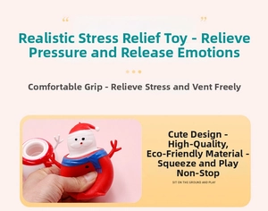 Detail view of red Santa squeeze toy made of soft silicone for stress relief