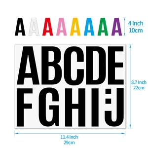 4 inch large alphabet stickers set in multiple colors for DIY car and wall decoration