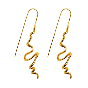 Artistic gold irregular spiral earrings with minimalist wave design for women