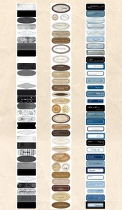 Detailed view of vintage aesthetic die-cut label stickers for DIY scrapbooking