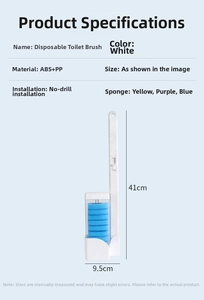 Detailed size specifications for wall-mounted disposable toilet brush with dimensions