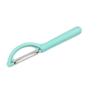 Pelador multifuncional de acero inoxidable azul claro con mango ergonómico