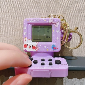 Mini portachiavi a forma di arcade viola con tasti funzione e schermo LCD