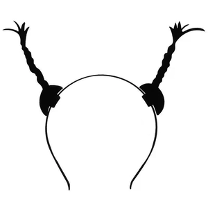 Front silhouette of a black Halloween demon horn headband for cosplay on white background