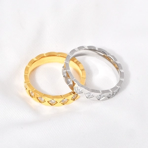 Minimalist geometric rhombic rings in gold and silver with micro-pave crystals