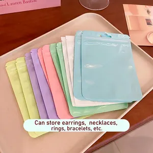Colorful macaron resealable plastic bags for jewelry storage and small accessory packaging