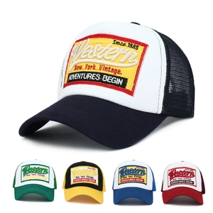 Western Vintage Trucker Hat Breathable Mesh Baseball Cap With Embroidered Patch Adjustable Snapback For Men Women