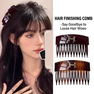 Vintage Acrylic Tortoiseshell Side Fringe Hair Comb Elegant Alloy Decoration Niche Design Hair Accessories For Women
