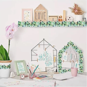Eucalyptus leaves bulletin border stickers for natural DIY whiteboard and shelf decoration