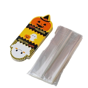 Halloween pumpkin and ghost themed gift bags with cute paper cards for cookies and candy