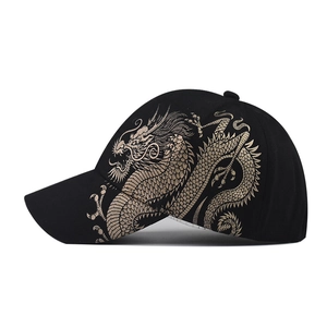 Cotton Baseball Cap Chinese Dragon Print Hip Hop Style Adjustable Sun Hat For Men And Women Outdoor