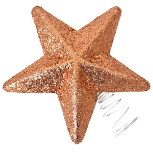 Sparkling rose gold glitter star tree topper with metal spring base for Christmas decor