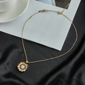 Luxury 18K gold plated necklace with colorful AAA zircon heart pendant on black silk