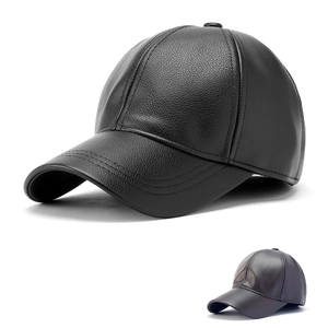 Men PU Leather Baseball Cap Lychee Texture Solid Color Windproof Outdoor Adjustable Casual Winter Snapback Hat
