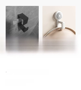 Close-up of white vacuum suction cup hook with PUSH button for bathroom basin storage