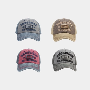 Vintage Washed Cotton Baseball Cap Embroidered Letter Patch Distressed Curved Brim Adjustable Hat Men Women Outdoor