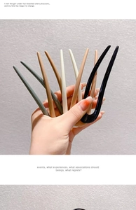 Selection of U-shaped and straight hair forks in matte resin and glossy finishes