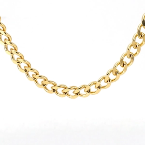 Collar de cadena de eslabones cubanos en acero inoxidable chapado en oro de 18K