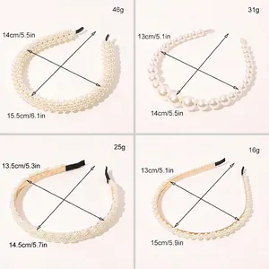 Minimalist pearl headband set in four styles from dense clusters to slim single rows