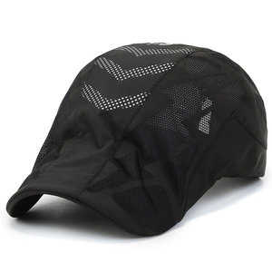 Béret noir pour femme avec logo blanc et tissu en maille respirante pour l'été et le sport